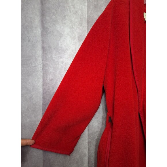 Vtg Eddie Bauer Polartec Fleece Long Robe Women's M Red Belted Cozy Loungewear - Picture 7 of 8